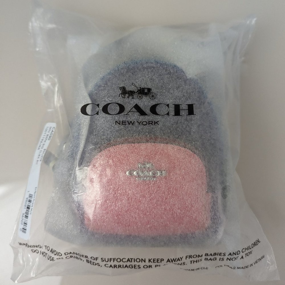 Coach Mini Court Backpack Bag Charm In Colorblock Signature Canvas Key Fob - Picture 6 of 6